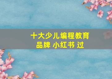 十大少儿编程教育品牌 小红书 过